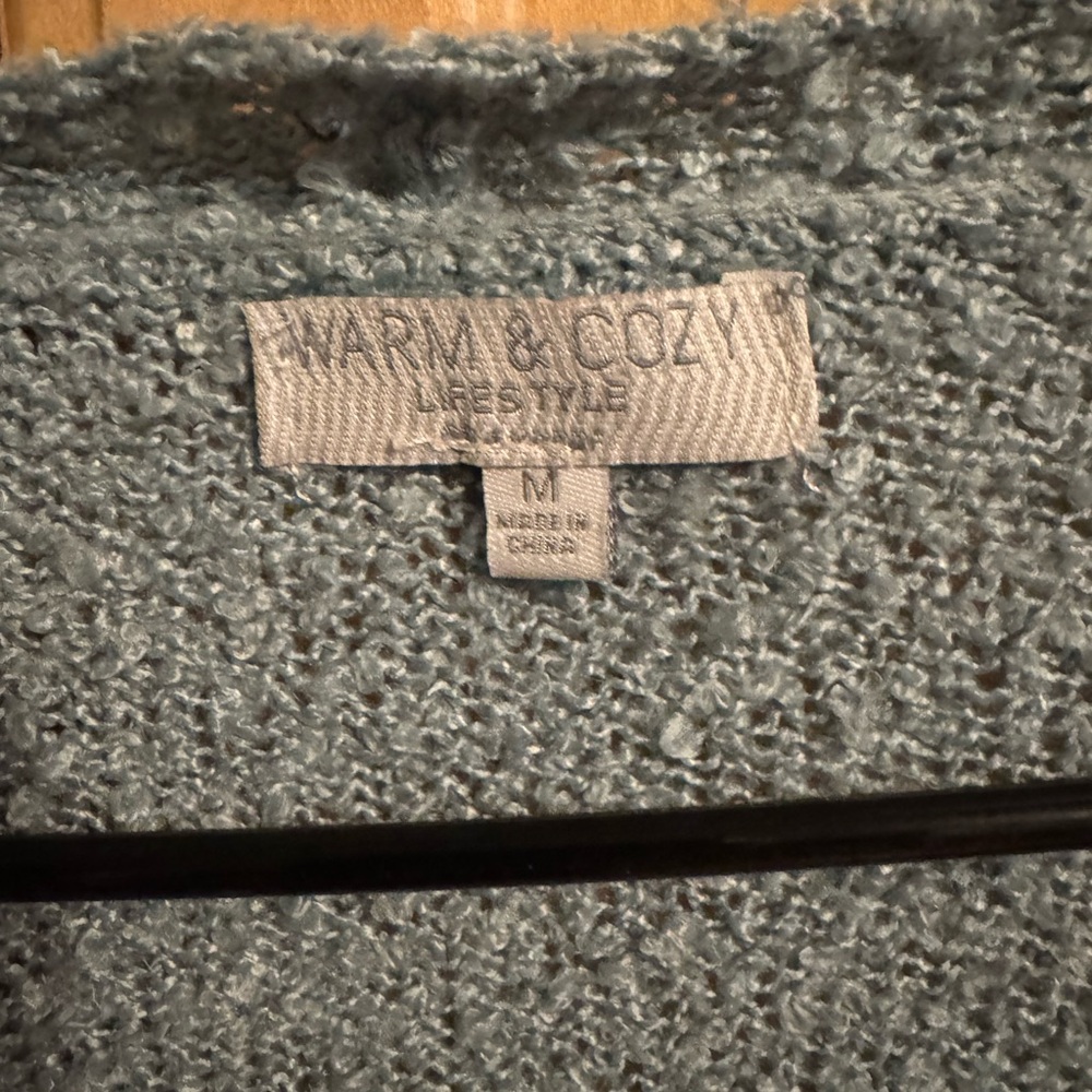 Women’s Warm & Cozy Lifestyle By Poof Open Front Knit Cardigan Sweater Medium - Picture 2 of 10